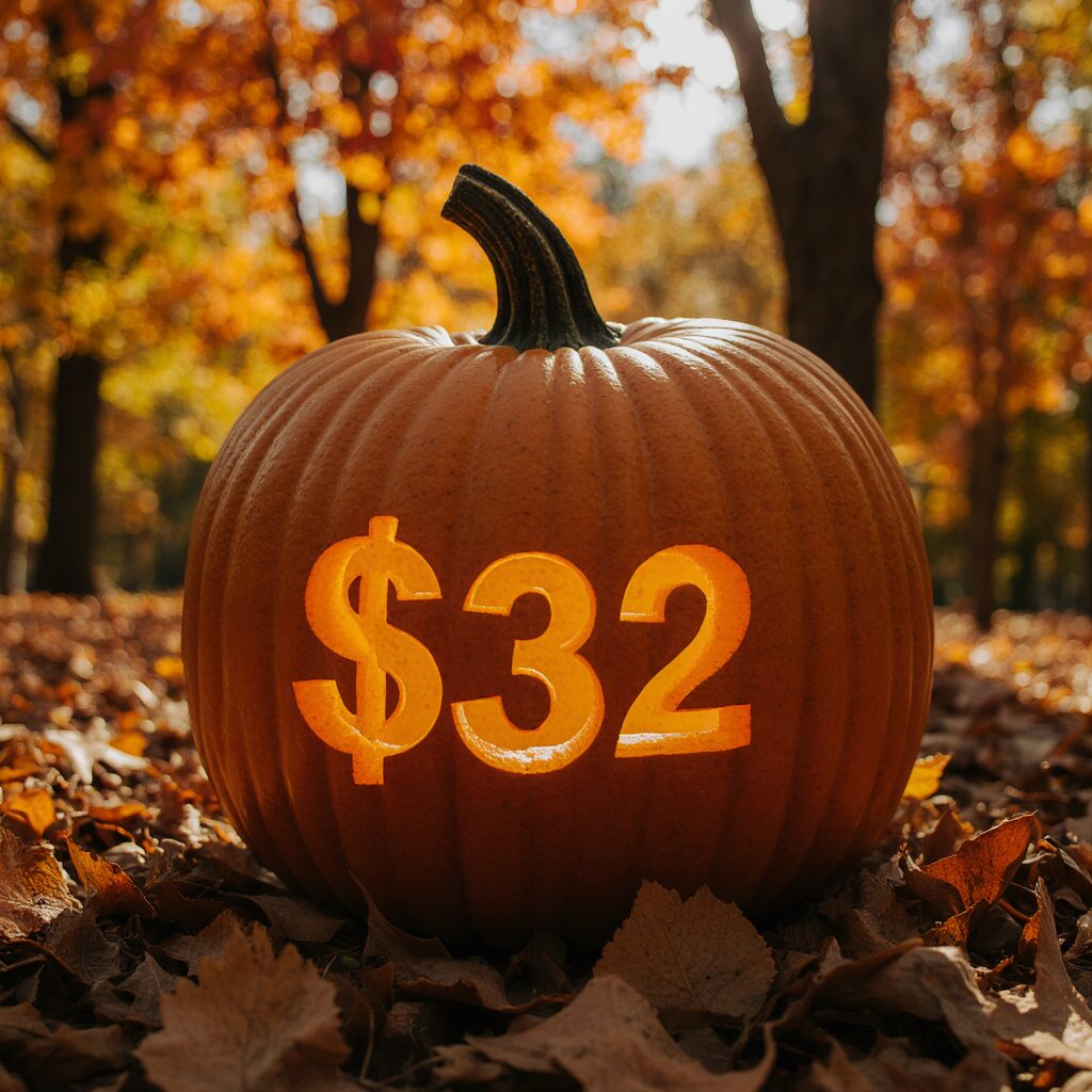 Pumpkin with $32 Carved Out