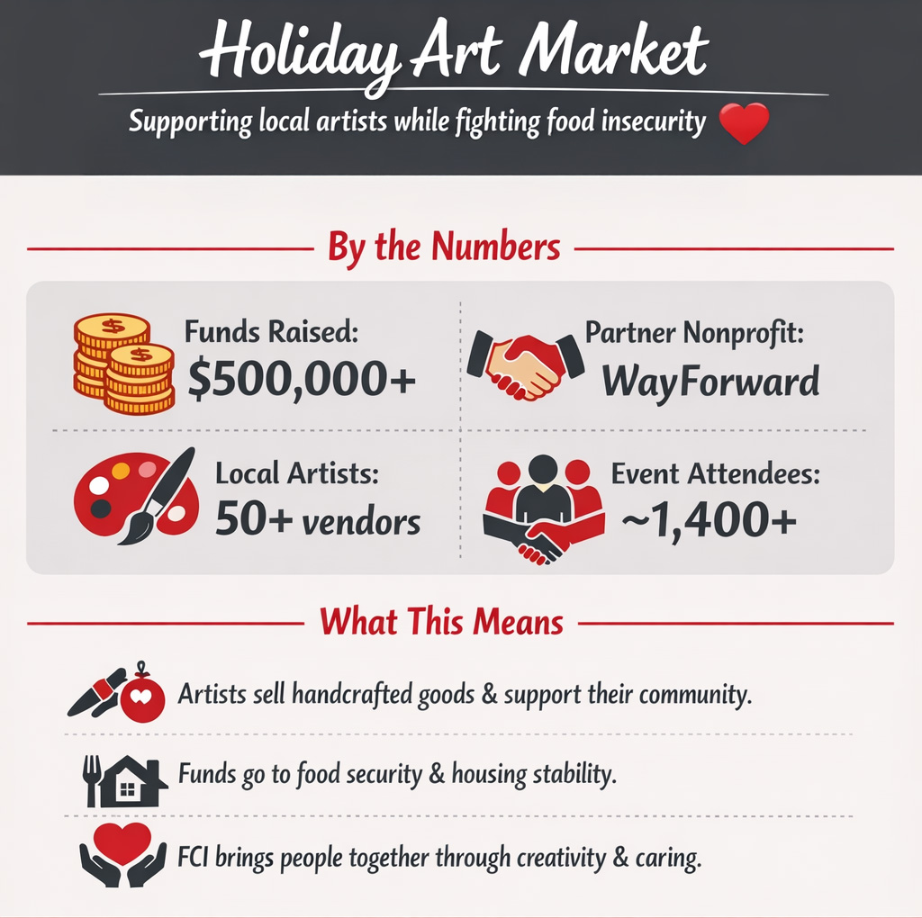 Infographic about FCI's contributions to the Holiday Art Market