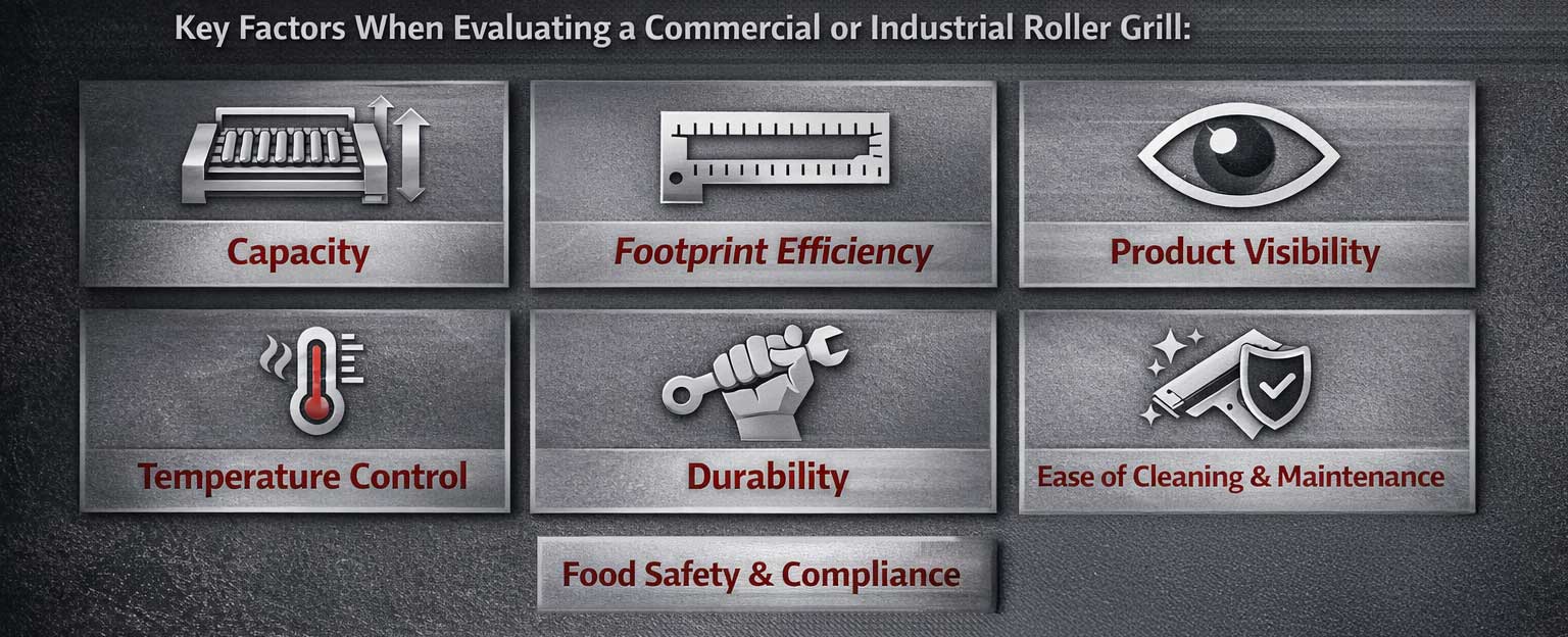 Factors to evaluate when selecting a commercial roller grill
