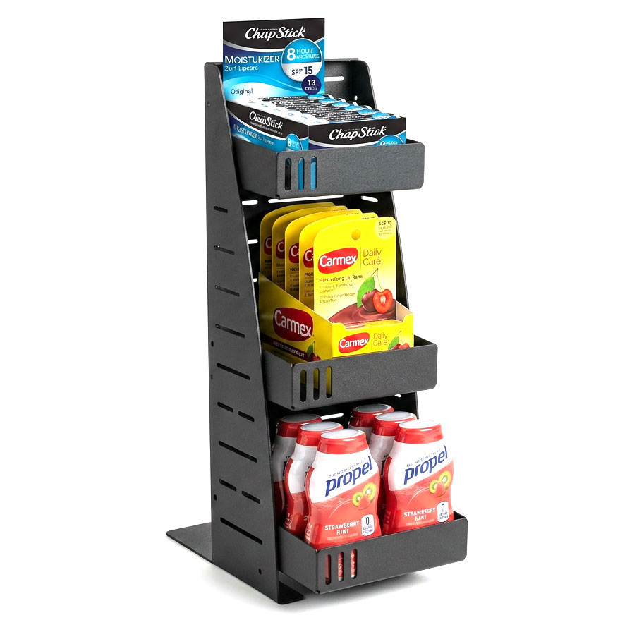 Impulse Rack with Chapstick Carmex and Propel water enhancer perfect for a checkout area of a c-store or grocery store
