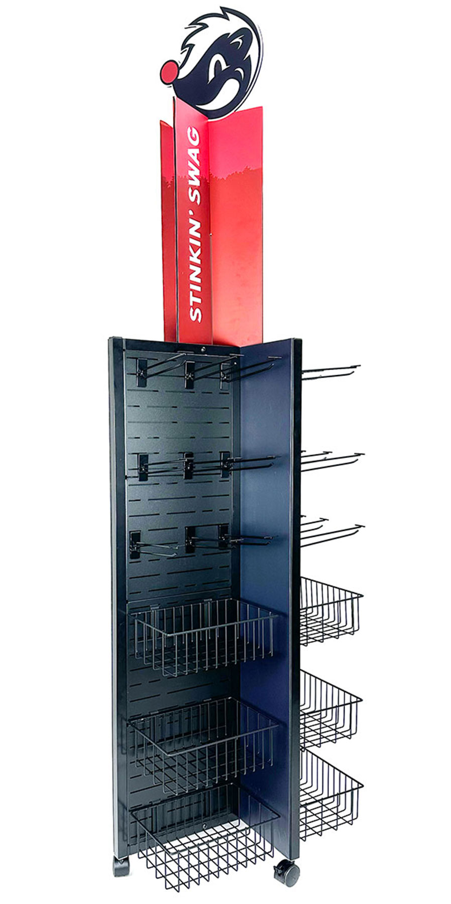 PanelRak pinwheel shoparound with baskets hooks for swag shopping