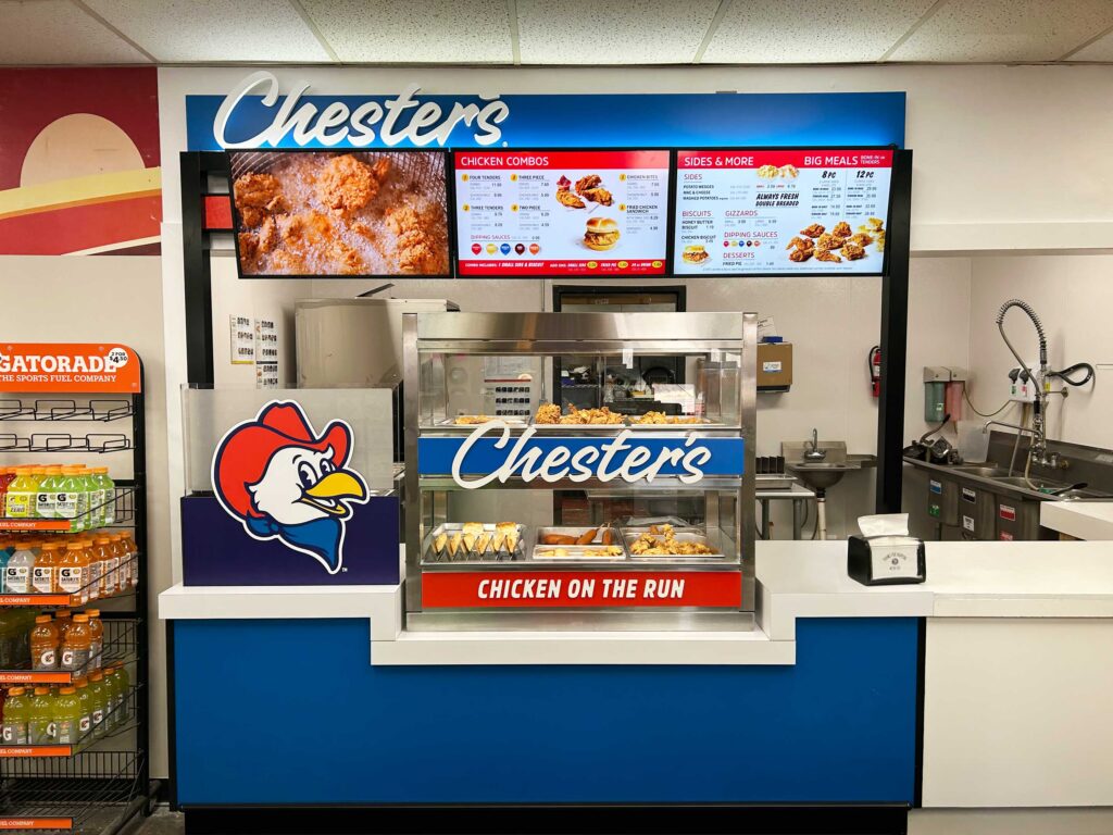 A new Chesters Chicken kiosk in a c store in Wray Colorado after the kiosk has been put in